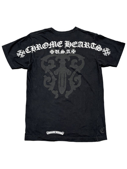 Chrome Hearts USA Script Scroll Balck Vine Dagger Logo Back Tee Black S C119141344-Used
