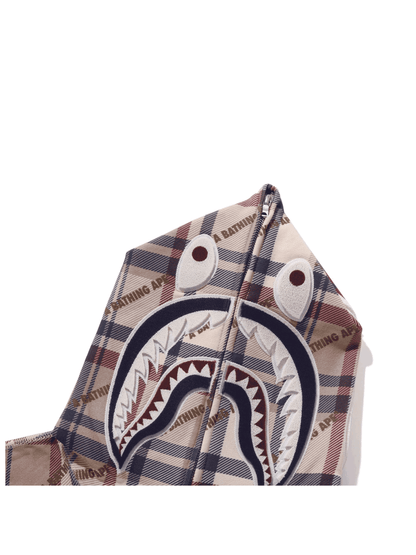 A Bathing Ape Logo Check Pattern Shark Full Zip Hoodie