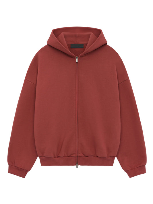 Essentials 24Fw Heavy Fleece Full Zip Hoodie Crimson