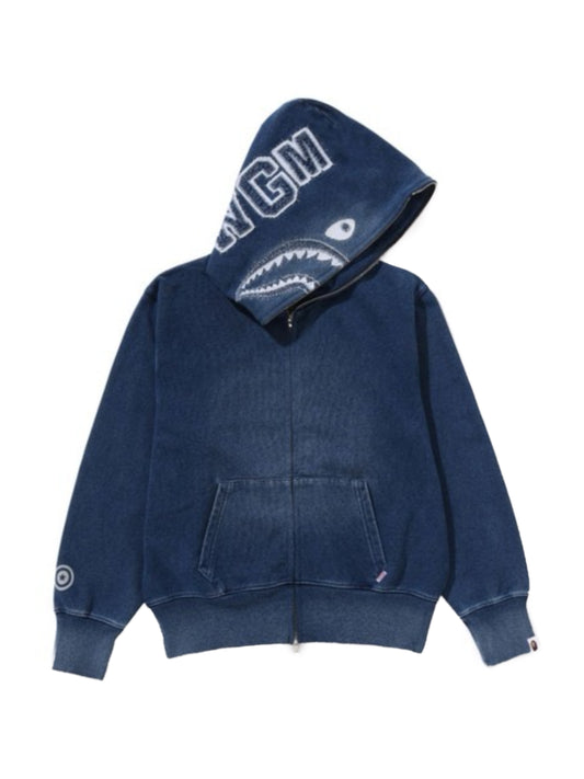 Bape Indigo Shark Full Zip Hoodie Ladies