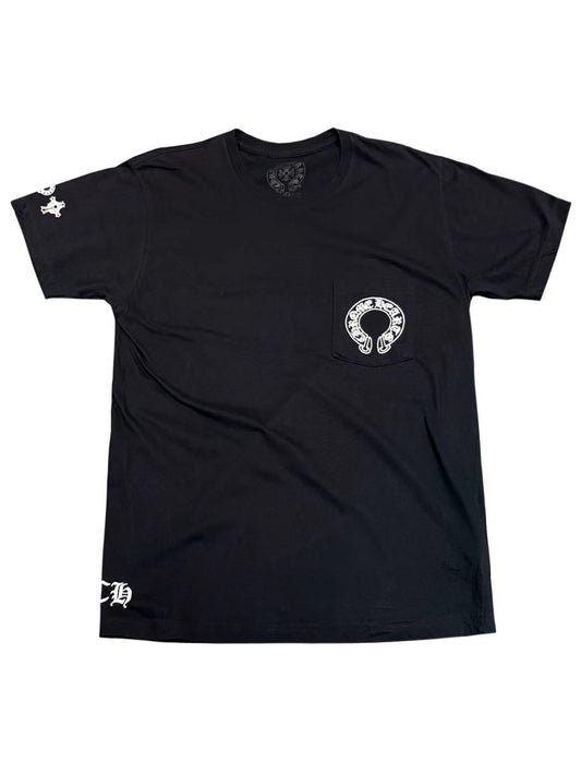 Chrome Hearts T Bar Logo Back Horseshoe Pocket Tee Black Size L C118449142-Used