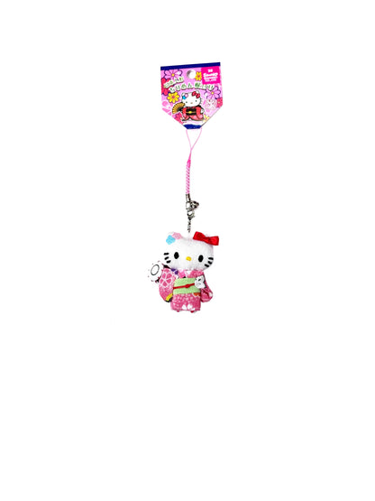 Hello Kitty Edo Kimekomi Doll Keychain Pink with Drum