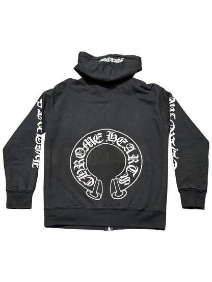 Chrome Hearts Horseshoe Logo Script Logo Sleeve Fxxk You Print on Hood Waffle Inside Zip Hoodie Black M C118344156-Used
