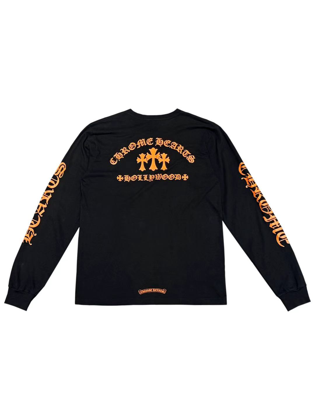 Chrome Hearts Hollywood Orange Triple Cross Back LS Tee Black Size L C118445899-Used