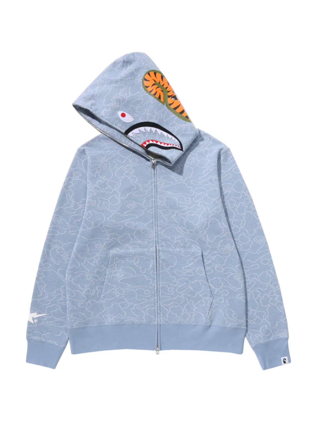 Bape x OVO Neon 1st Camo Jacquard Shark Full Zip Hoodie