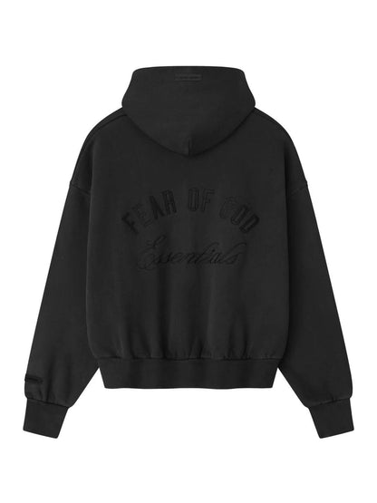 Essentials 25 Holiday Embroidered Classic Full Zip Hoodie Vintage Black