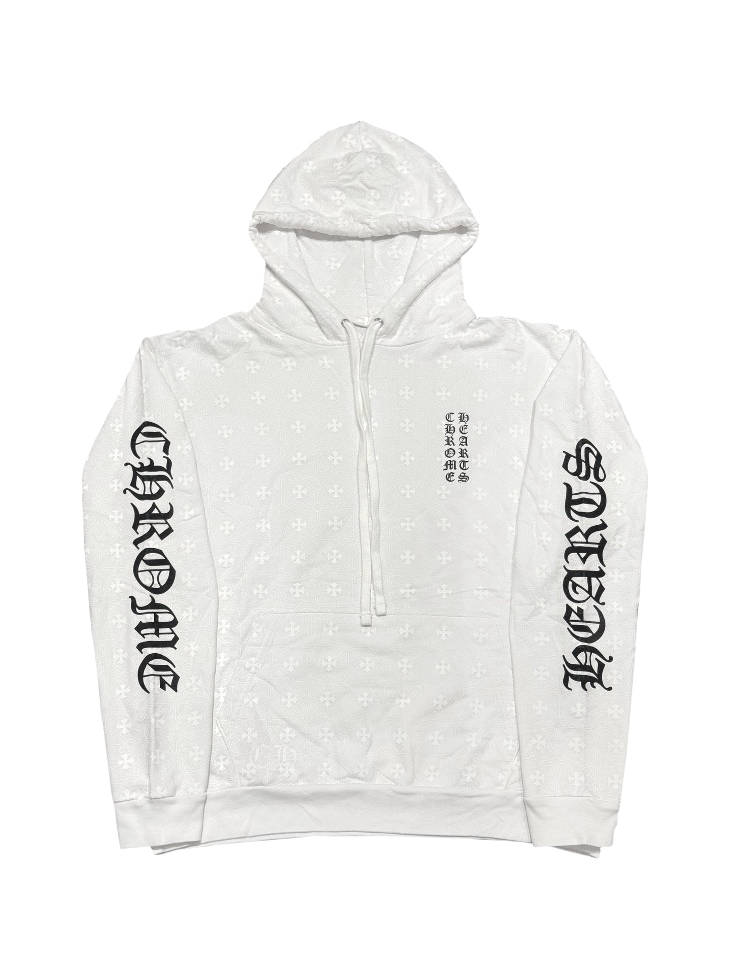 Chrome Hearts Vertical Logo Full Graphic Printed Hoodie White M C219190633-Used