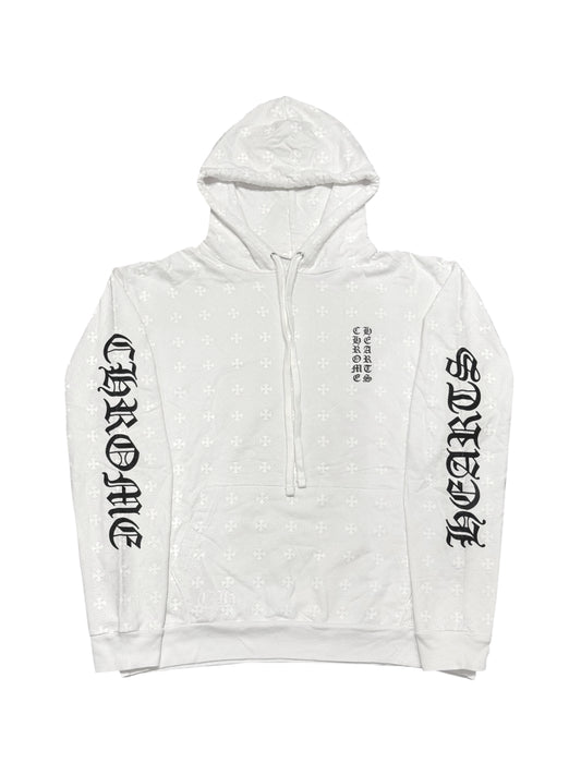 Chrome Hearts Vertical Logo Full Graphic Printed Hoodie White M C219190633-Used