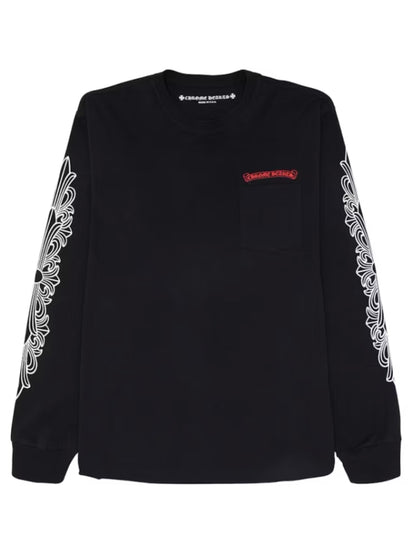 Chrome Hearts Matty Boy Floral Sleeve Flower Chomper Back LS Tee Black Size XL C118468353-Used