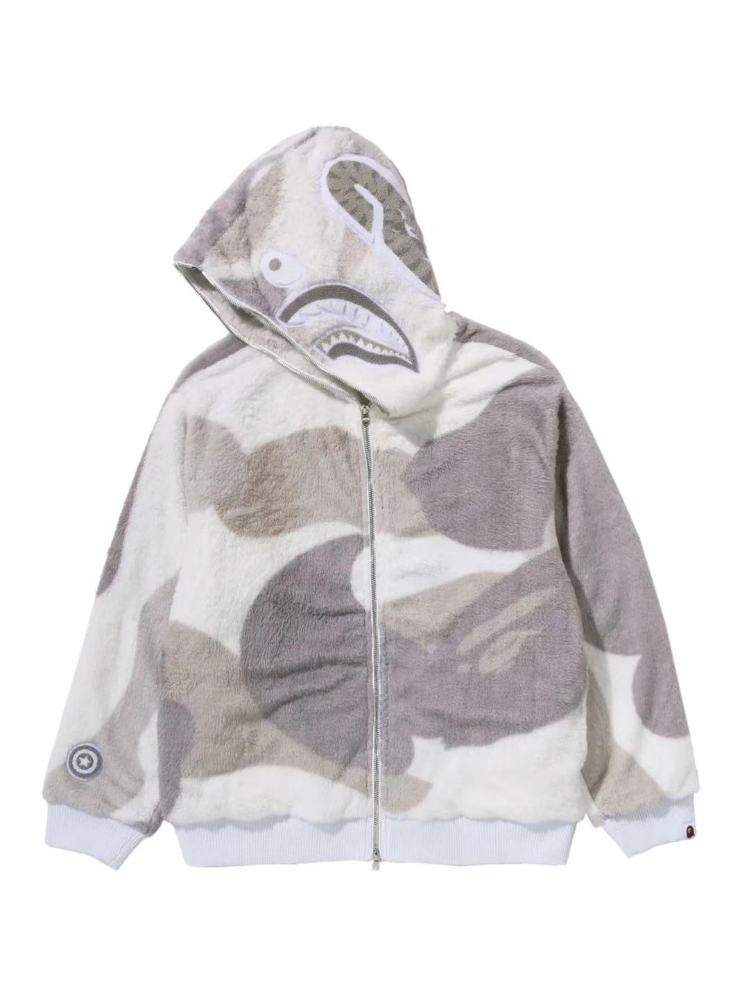 Bape Color Camo Stand Collar Hooded Jacket Grey