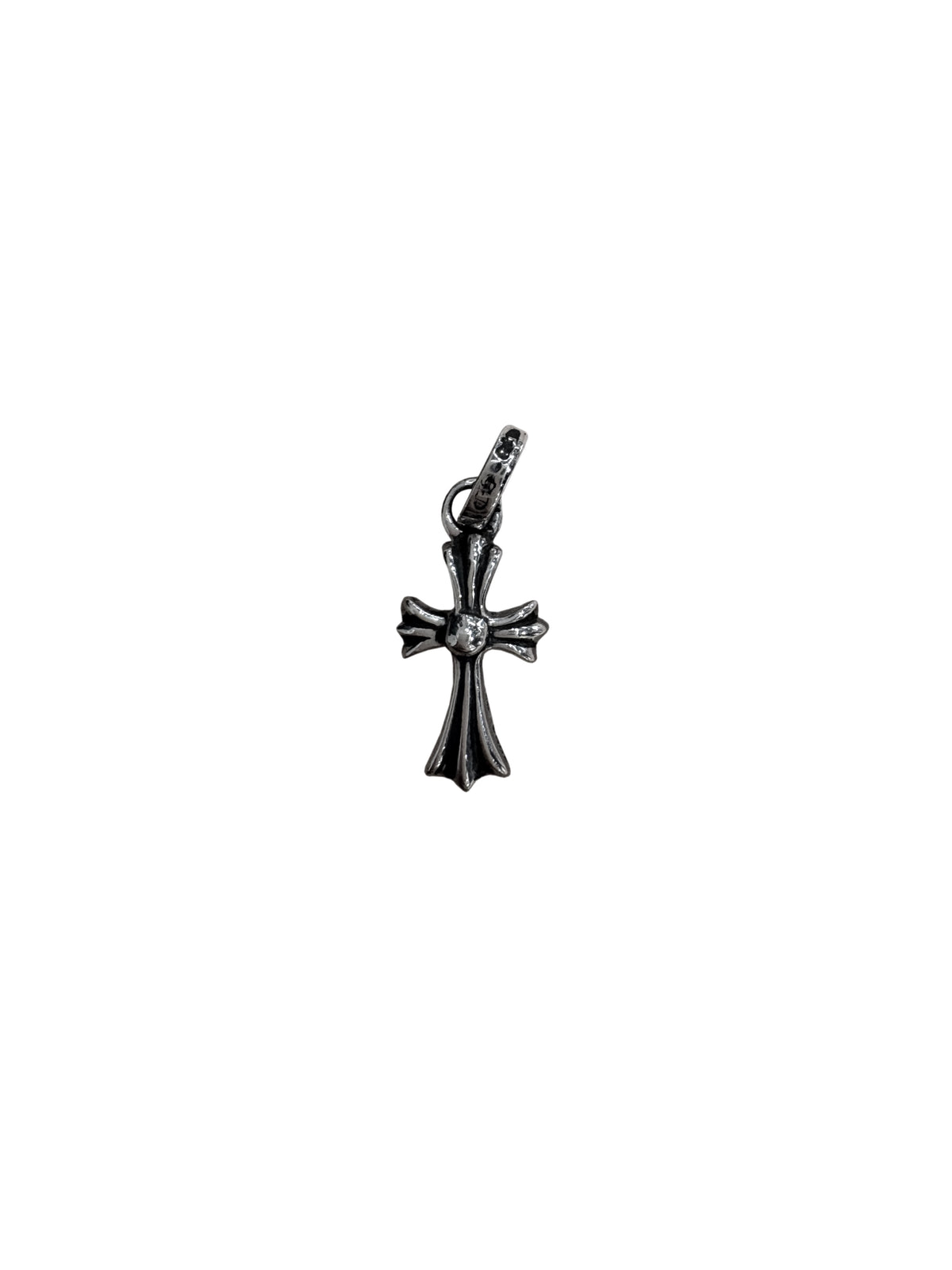 Chrome Hearts White Diamond Baby Fat Tiny Cross Silver Pendant C20115396-Used