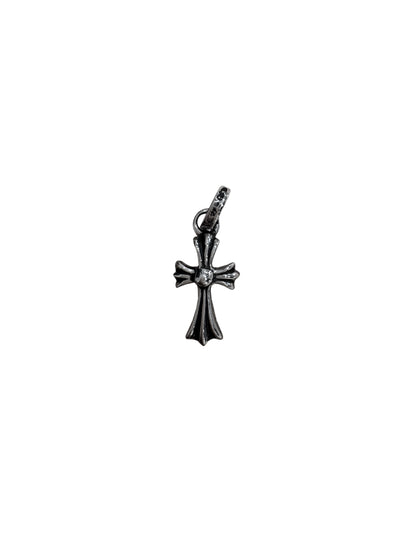 Chrome Hearts White Diamond Baby Fat Tiny Cross Silver Pendant C20115396-Used