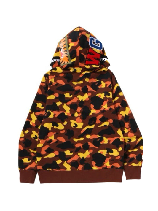 Bape 1st Camo Shark Full Zip Hoodie Orange