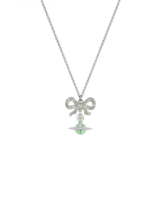 Vivienne Westwood Octavie Pendant Necklace Platinum Apple Green