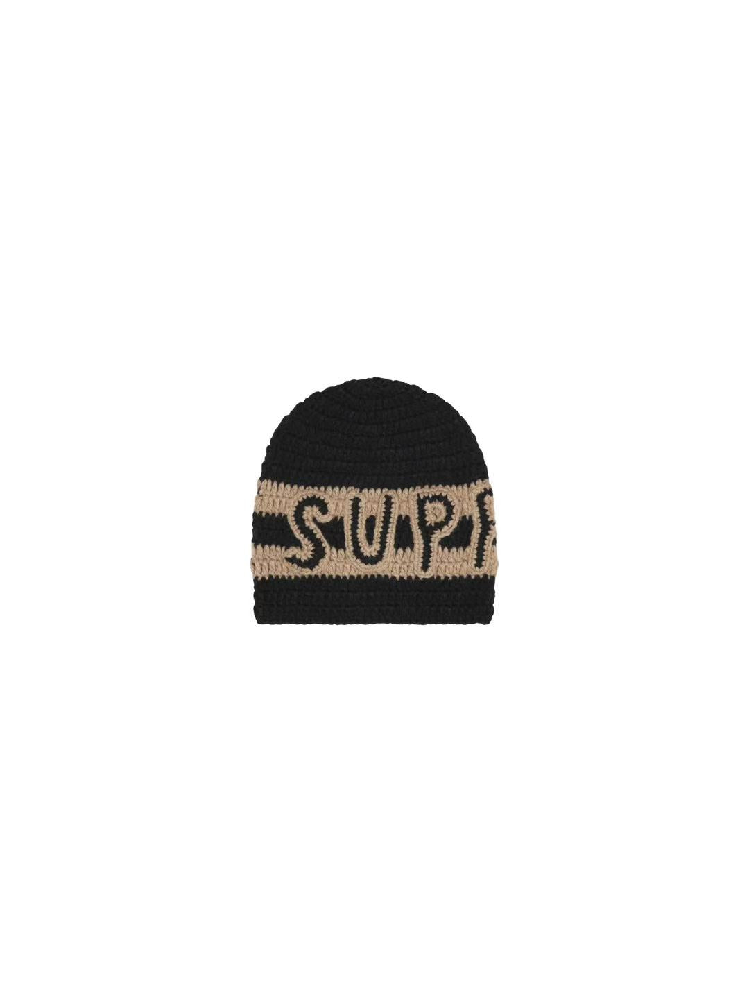 Supreme Crochet Logo Beanie Black