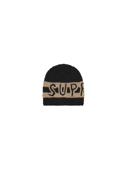 Supreme Crochet Logo Beanie Black