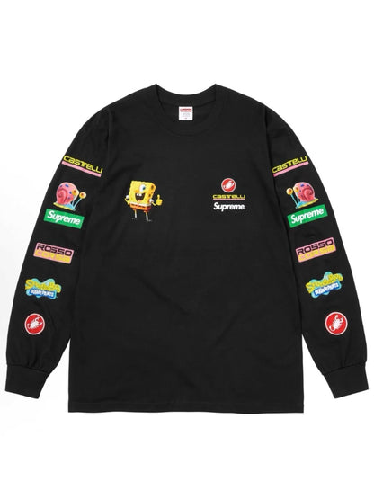 Supreme Spongebob Castelli Racing Long Sleeve LS Tee Black