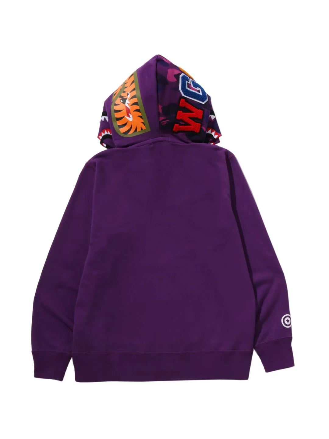 Bape Color Camo Shark Full Zip Double Hoodie Purple