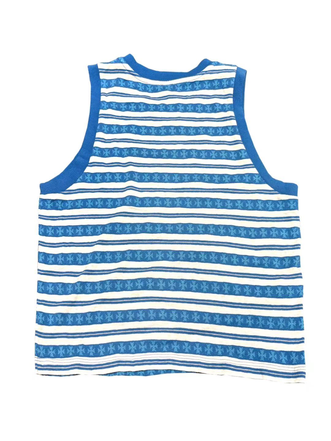 Chrome Hearts White Blue Stripe Script Women Vest Blue M C119017152-Used