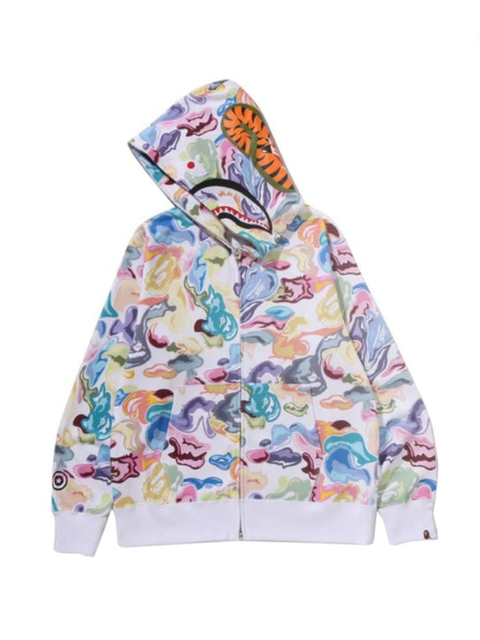 Bape Art Camo Shark Full Zip Hoodie White