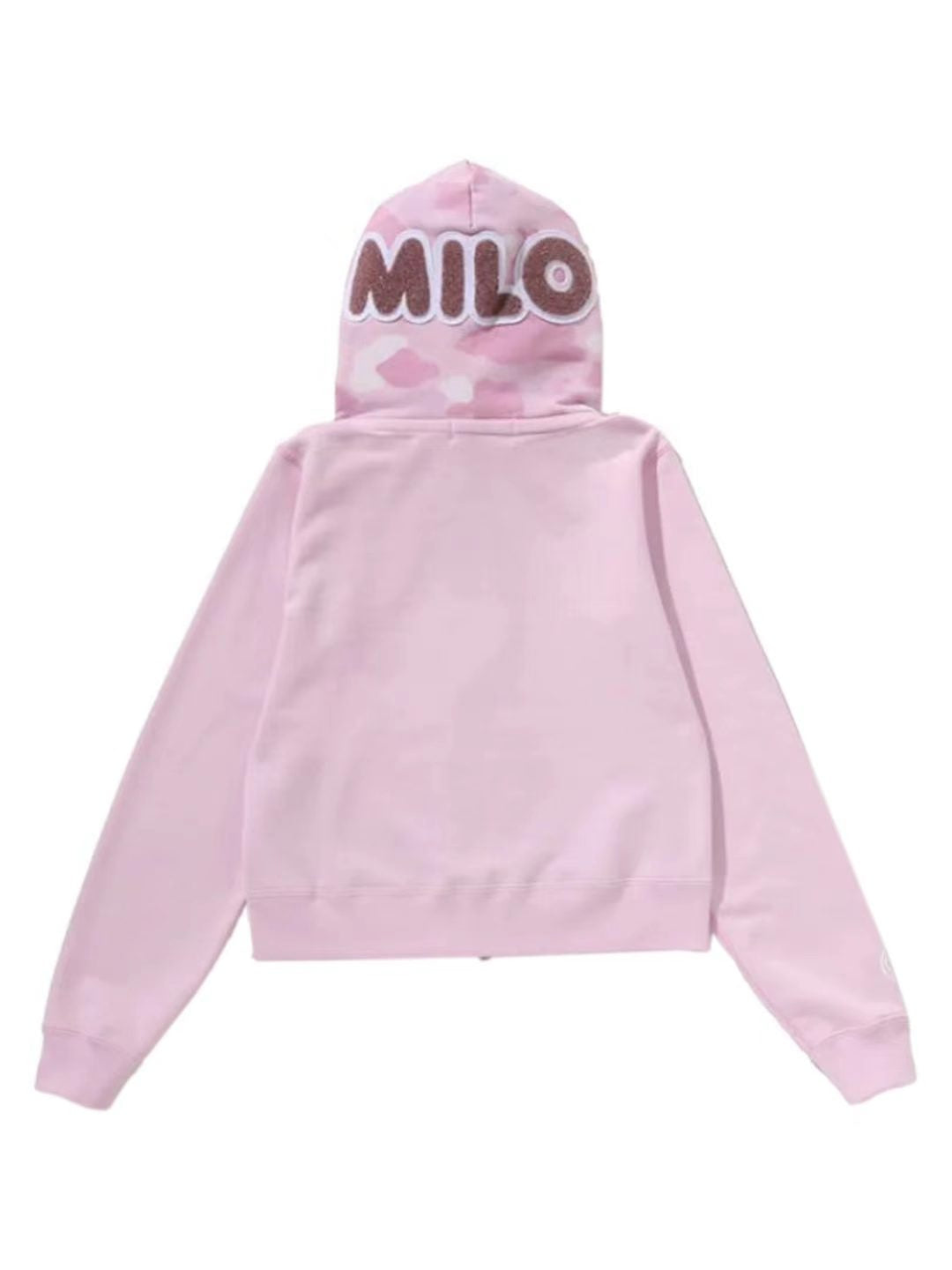 Bape Milo Shark Cropped Full Zip Double Hoodie Ladies Pink