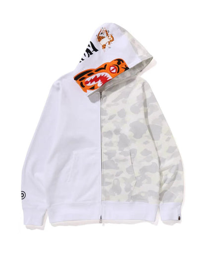Bape City Camo Tiger Shark Full Zip Hoodie White