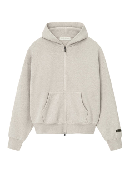 Essentials 25FW Classic Fit Fleece Zip-Up Hoodie Heather Stone