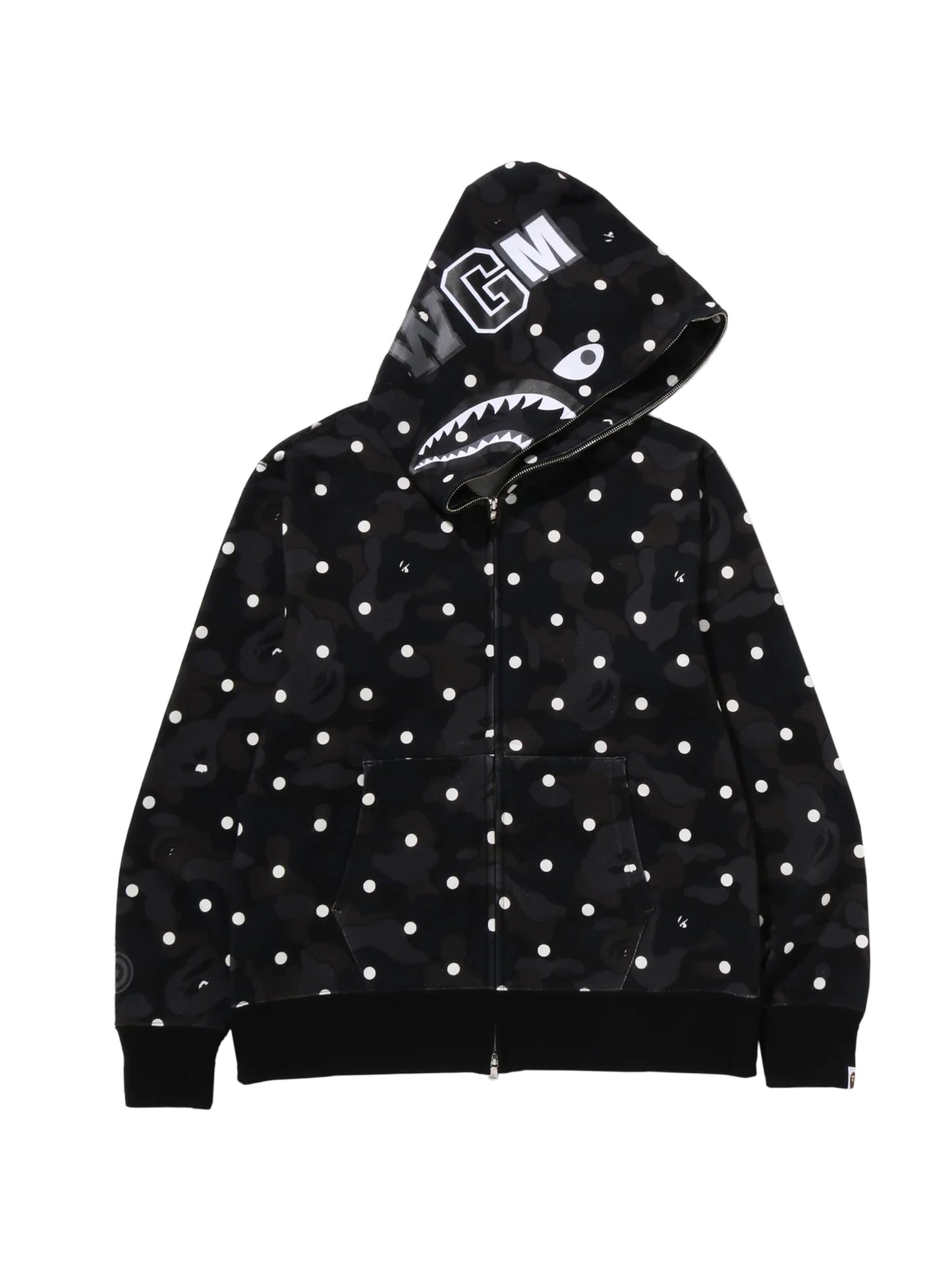 Bape ABC Dot Camo Shark Full Zip Hoodie Black