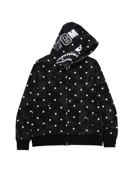 Bape ABC Dot Camo Shark Full Zip Hoodie Black