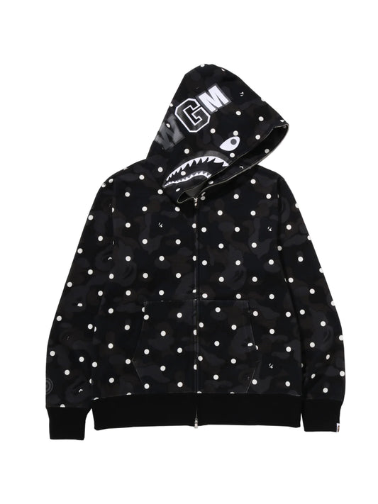 Bape ABC Dot Camo Shark Full Zip Hoodie Black