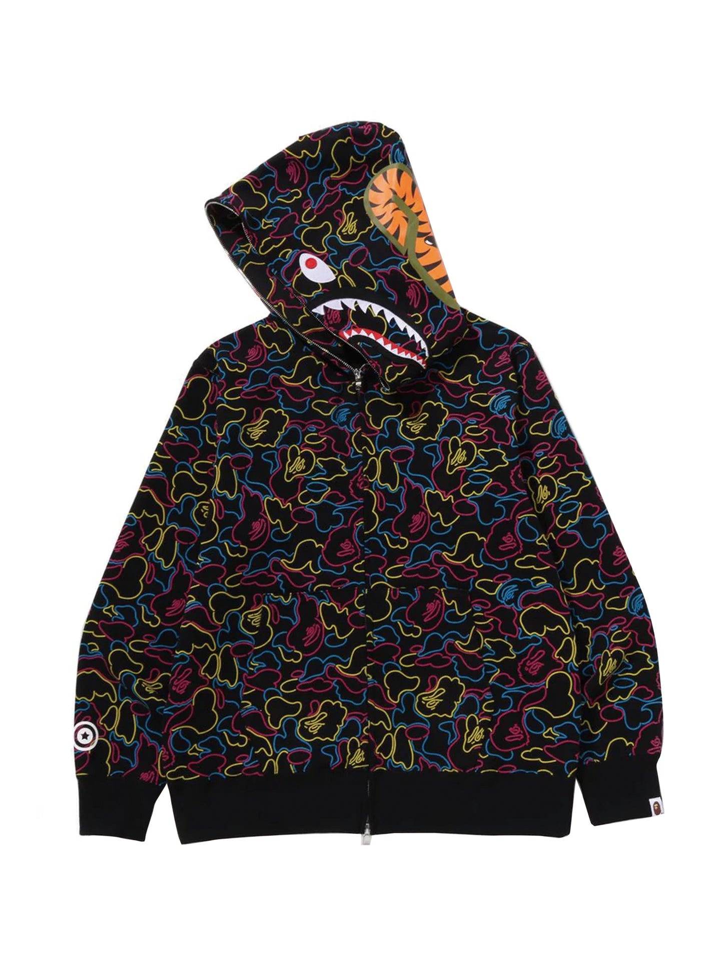 Bape Neon Camo Shark Full Zip Hoodie Multi