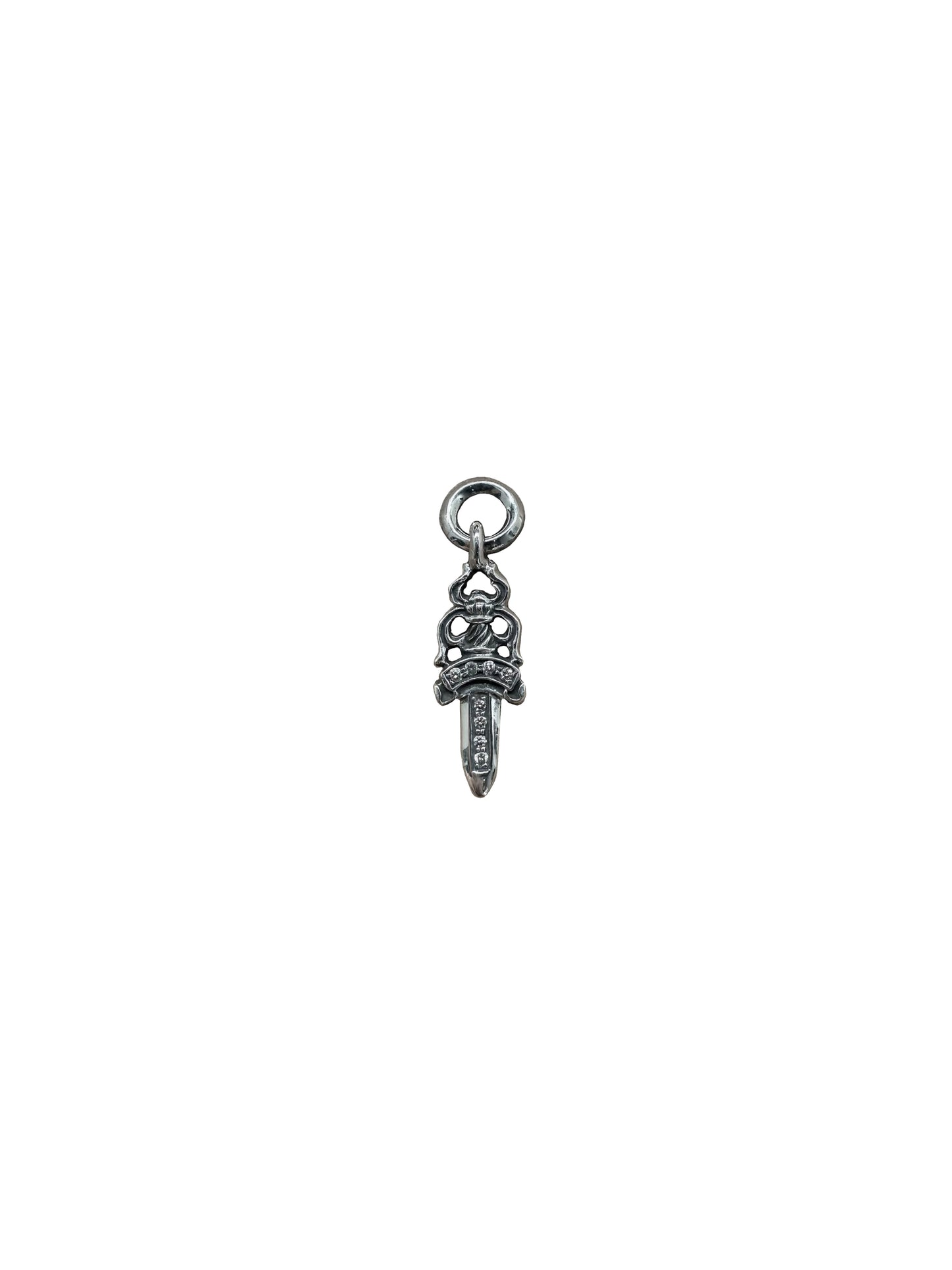 Chrome Hearts Small Silver Dagger Pendant with White Diamond C119423601-Used