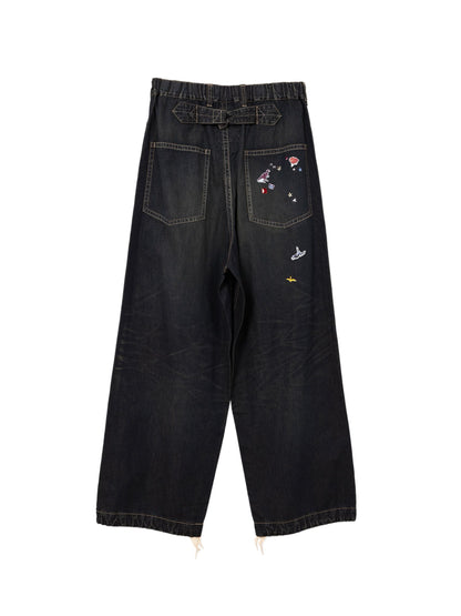 Maison MIHARA YASUHIRO Sticker Prints Denim Baker Pants Indigo