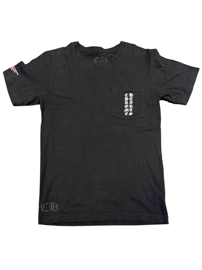 Chrome Hearts Vertical Logo Pocket Pink Vertical Script Logo Back Tee Black S C119017517-Used