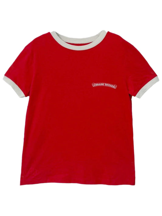 Chrome Hearts Roller Skate White Scroll Logo Front Horseshoe Logo Back Tee Red