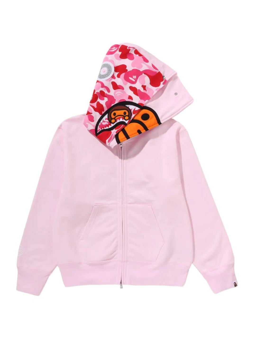 Bape Milo Shark Full Zip Double Hoodie Ladies Pink