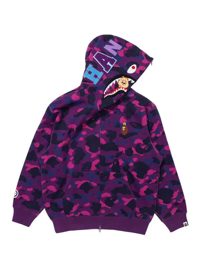Bape x Straykids Han Quokka Shark Full Zip Hoodie Purple