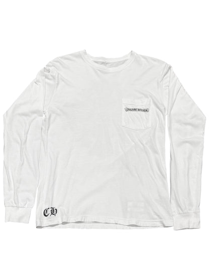 Chrome Hearts Floral CH Plus Scroll Logo Back LS Tee White M C117576830-Used