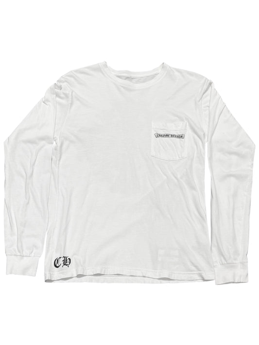Chrome Hearts Floral CH Plus Scroll Logo Back LS Tee White M C117576830-Used
