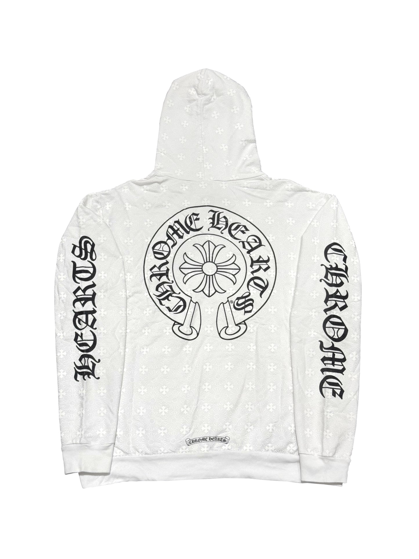 Chrome Hearts Vertical Logo Full Graphic Printed Hoodie White M C219190633-Used