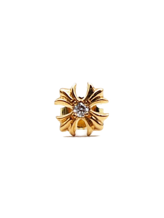 Chrome Hearts CH PLUS Stud Gold Earrings With Diamond