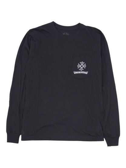 Chrome Hearts White USA Shoulder Logo Black Dagger Print Back LS Tee Black