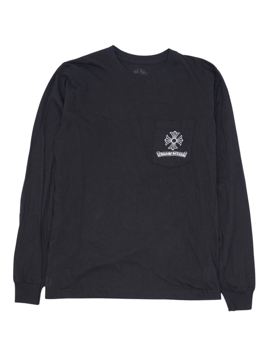Chrome Hearts White USA Shoulder Logo Black Dagger Print Back LS Tee Black