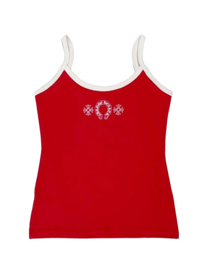 Chrome Hearts Horseshoe Logo Roller Skates Tank Top Red