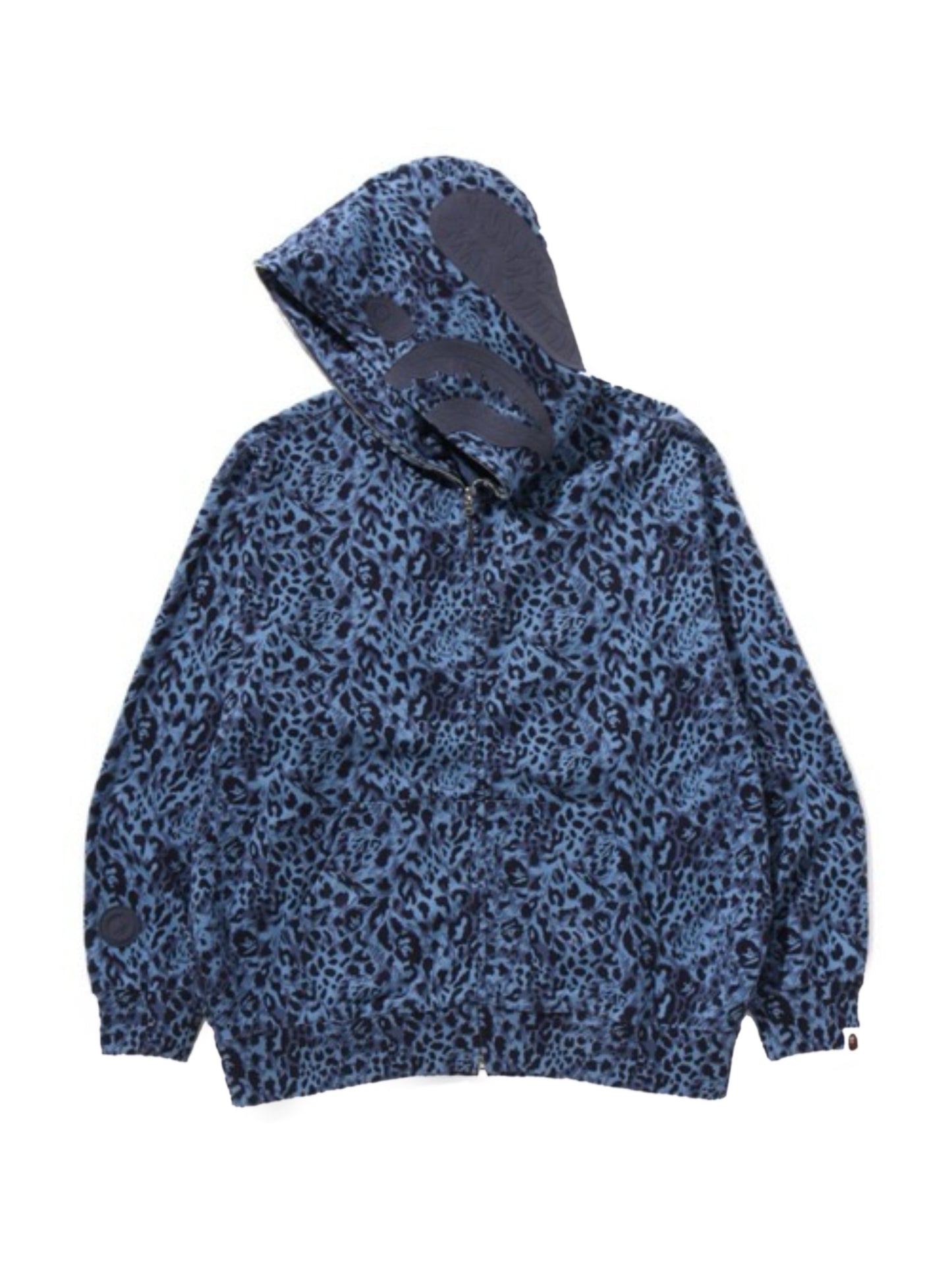 Bape Wild Leopard Pattern Shark Relaxed Fit Full Zip Hoodie Blue