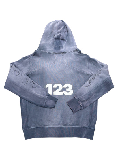 RRR123 Distressed Graffiti One Way Purple Hoodie