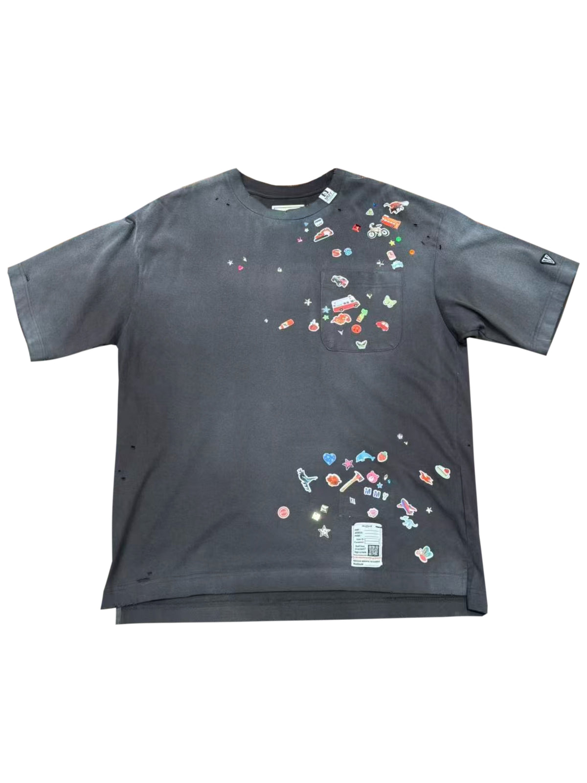 Maison Mihara Yasuhiro Kids Sticker Printed Tee Black