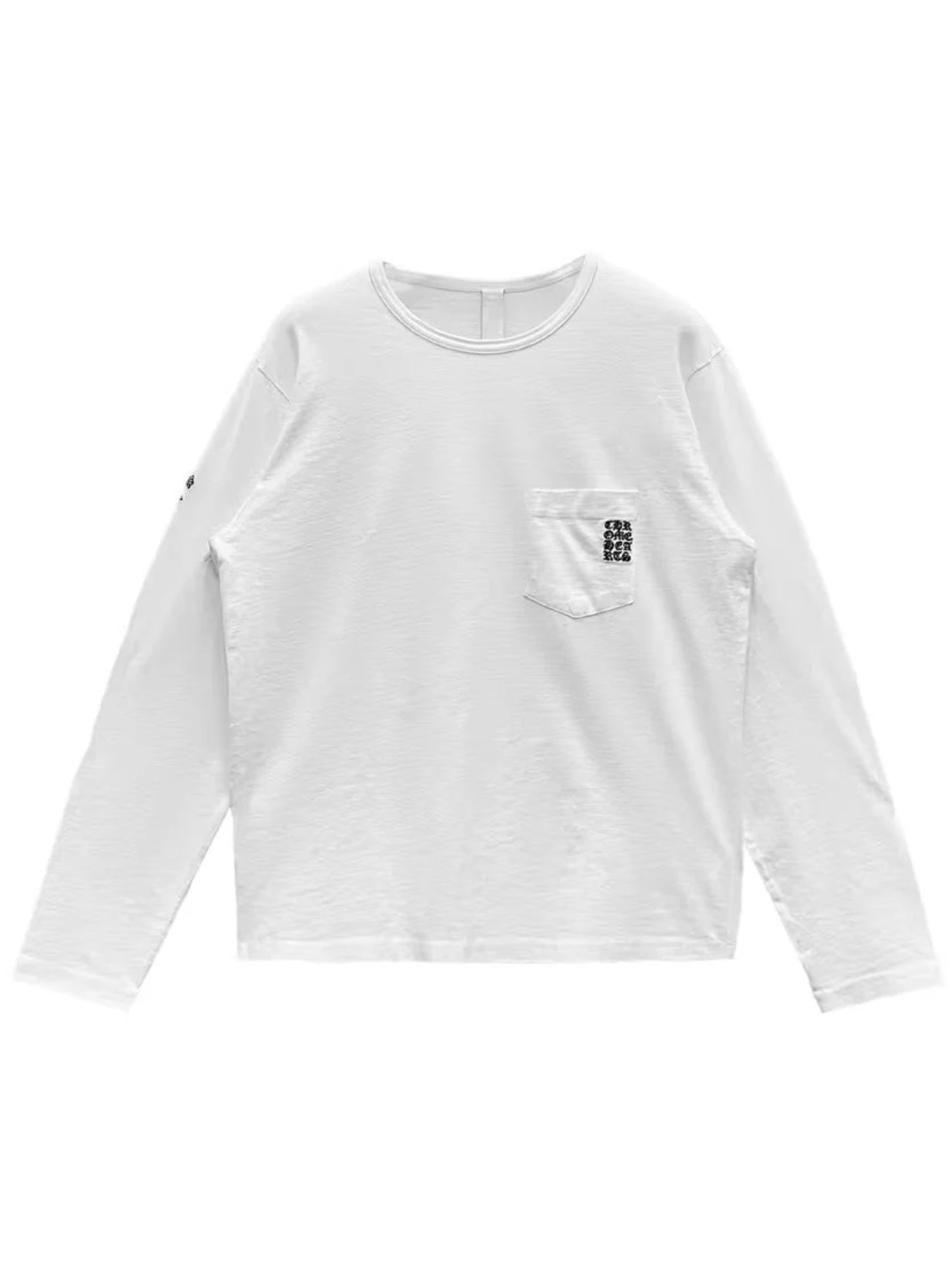 Chrome Hearts Embroidered Script Vertical Logo Pocket LS Tee White