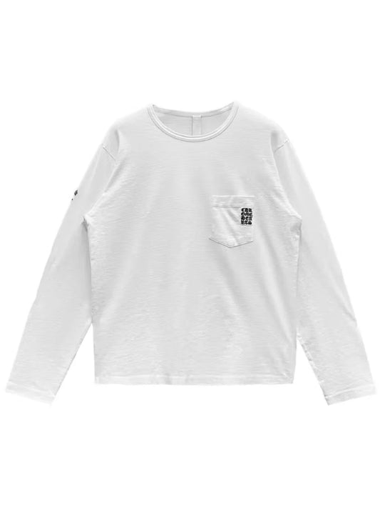 Chrome Hearts Embroidered Script Vertical Logo Pocket LS Tee White
