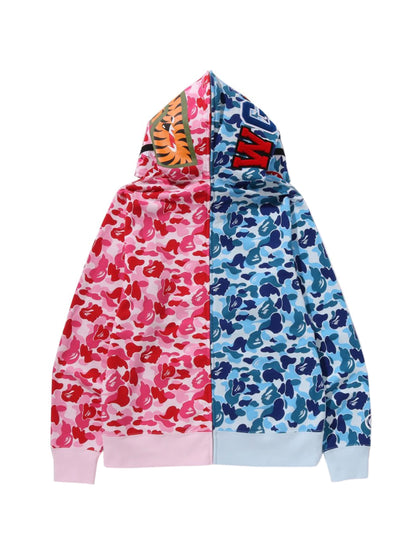 Bape Abc Camo Separate Shark Full Zip Hoodie Blue Pink